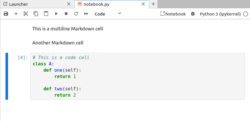 A view of a basic notebook in a JupyterLab tab
